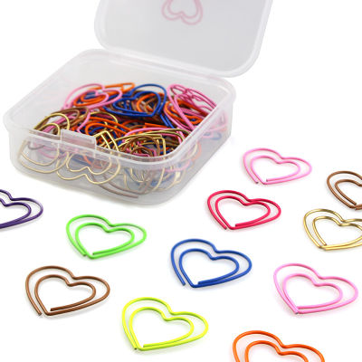 50pcs/box Clip Decoration Decor Stationery Book Note Metal Paper Heart