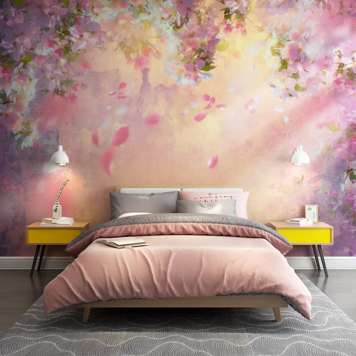 A HOT】 Custom 3D Wallpaper Romantic Flowers Color Graffiti Mural Interior Design  Wallpaper for Living Room Bedroom | Lazada PH
