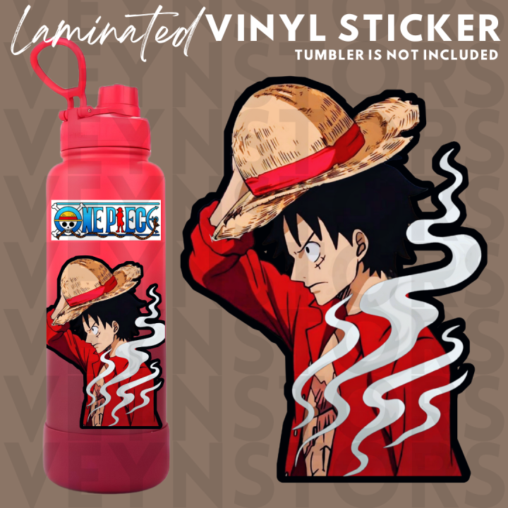 ONE PIECE MONKEY D LUFFY RED SIDE PROFILE LAMINATED VINYL STICKER ...