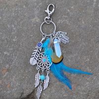 Artilady Natural Opal Stone Dreamcatcher Keyring Fashion  Boho Jewelry Feather Keychain For Women Key Chains