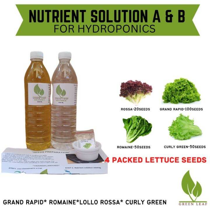 Hydroponics Nutrient Solution 500ml A B - FREE 4packs Seeds And Manual ...