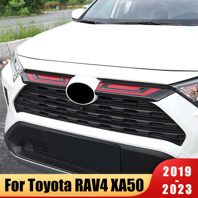 กันชนหน้ากระจังรถยนต์ขอบสติ๊กเกอร์ตกแต่งรถยนต์สำหรับ Toyota RAV4 RAV 4 2019-2021 2022 2023อุปกรณ์เสริม87 XA50 Tixgportz