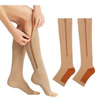 Zipper Solid Color Keep Warm Uni Compression Socks Outdoor Riding Elasticity Medium Tube Socks Sports Pressure Socks