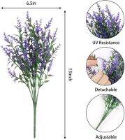 ดอกลาเวนเดอร์ดอกไม้ประดิษฐ์ทนแสง UV สำหรับกลางแจ้ง2ชิ้นสำหรับตกแต่งภายนอกระเบียงในสวนแขวนหน้าต่างปลูกต้นไม้