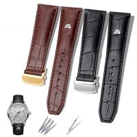 For MAURICE LACROIX Eliros watchband First layer calfskin 20mm 22mm with folding buckle Black brown cow leather strap