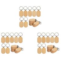 Blank Wooden Key Tag Key DIY Wood Keychains Key Wood Engraving Blanks 60 Pack