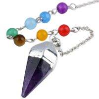 【YF】✥◘  SUNYIK 7 Bead Chakra Stone Pendulum Healing Reiki Dowsing Divination