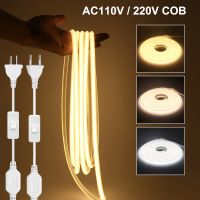 COB LED Strip Light 288Leds/m 110V US Plug 220V EU Plug RA90 Waterproof Outdoor Garden FOB LED Tape For Bedroom Kitchen Lighting