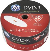 แผ่นดีวีดี DVD-R Printable หน้าขาว ยี่ห้อ HP ของแท้ 4.7Gb 16X