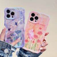 เคสโทรศัพท์มือถือแบบนิ่ม TPU กันกระแทก ลายดอกทิวลิป สีชมพู ม่วง สําหรับ IPhone 14 13 12 11 Pro Max 〖WYUE〗