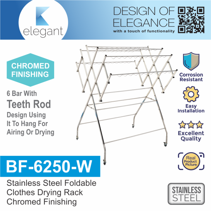 Sinor BF6250W Stainless Steel Free Standing Foldable Clothes Drying