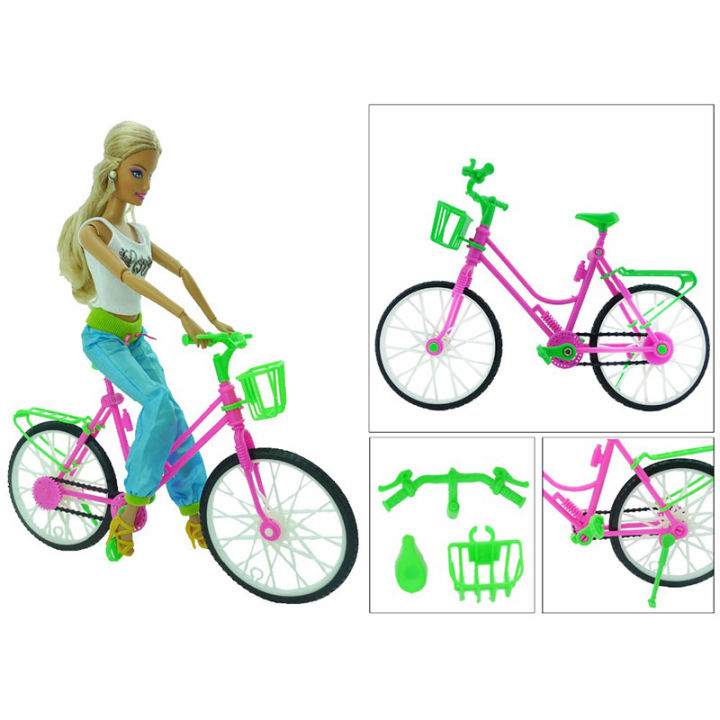 อุปกรณ์เสริมตุ๊กตาสไตล์ผสมจักรยานพลาสติก-รถมินิบัส-รถจักรยานยนต์-ของเล่นกีฬากลางแจ้งสำหรับตุ๊กตาบาร์บี้-dollhous-ken-kids-toys-set