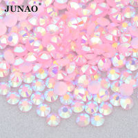 JUNAO 2mm 3mm 4mm 5mm 6mm Jelly Pink AB Resin Rhinestones Bulk Glitters Round Flatback Nail Decoration Non Hotfix Crystals Stone