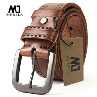 MEDYLA Mens Leather Belts For Men Vintage Alloy Pin Buckle Waistband Strap Jeans Belt For Male Cowhide Belt DSW535 Belts