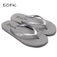 【CC】♧❅✧  EOFK Flip Flops New Slippers EVA Soft Glitter Ladies Colors Beach Flat with