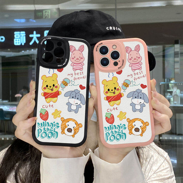 ggk-เคสสำหรับ-redmi-note-12-5g-xiaomi-poco-x5-5g-บางเฉียบผิวสัมผัสหมีพูการ์ตูนเคสหลังหนังซิลิโคนนิ่ม-pu-ปกหนังโทรศัพท์