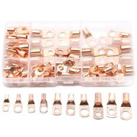 [HOT ZHKKZZLWWG 510] 100PCS Assortment ขั้วต่อสายไฟ SC กระป๋องทองแดง Lug แหวนลวด Crimp Connectors Kit