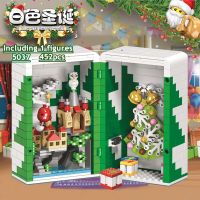 City Train Christmas Winter Village House Santa Gift Set Building Blocks City Street View Architecture Bricks Kids Toys Xmas