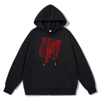 Red Rib Printed Sweatshirt Men Fashion Casual Clothing Winter Warm Oversize Hoodies Personality Street Cotton Tracksuit Male Size XS-4XL