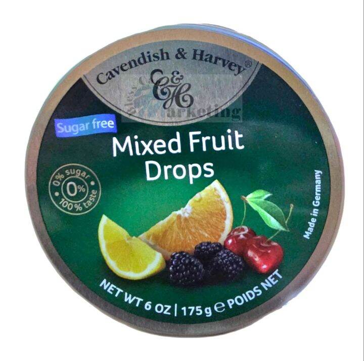 AUTHENTIC CAVENDISH & HARVEY, SUGAR FREE MIXED FRUIT DROPS 100 TASTE
