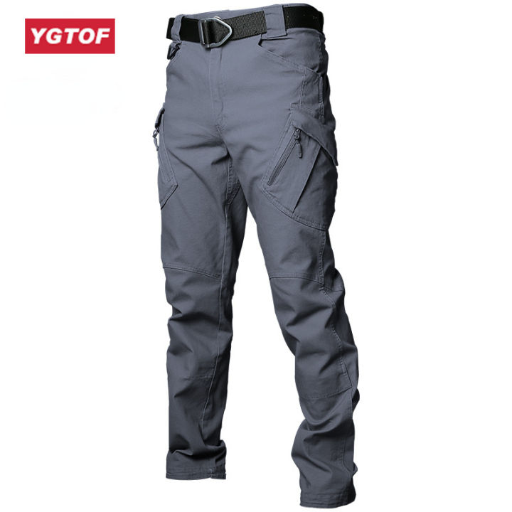 ygtof-กางเกงสินค้าที่มีกลยุทธ์ผู้ชายมีความยืดหยุ่นกันน้ำหลายกระเป๋า-กางเกงลำลองชายปีนเขาเดินเขาเดินทางกลางแจ้งในเมือง