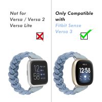 [HOT 2023] Toyouths ทอสายรัดนาฬิกาไนลอนสำหรับ Fitbit Versa 3แถบไนลอนยืดหยุ่นสายรัดข้อมือถักสำหรับ Fitbit Sense ยืด Watchband