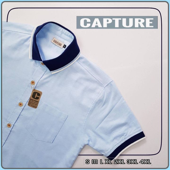 capture-shirt-เสื้อเชิ้ตผู้ชาย-โปโลเชิ้ตแขนสั้น-สีฟ้า-มีถึงอก-48-นิ้ว