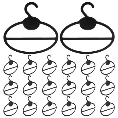 20x Scarf Shawl Tie Holder Organizer Oval Plastic Hangers Storage Hangers Black Size:13.5cm(Length)×12.5cm(Diameter)×13.5cm(Height)x1.9cm(Hook Mouth)