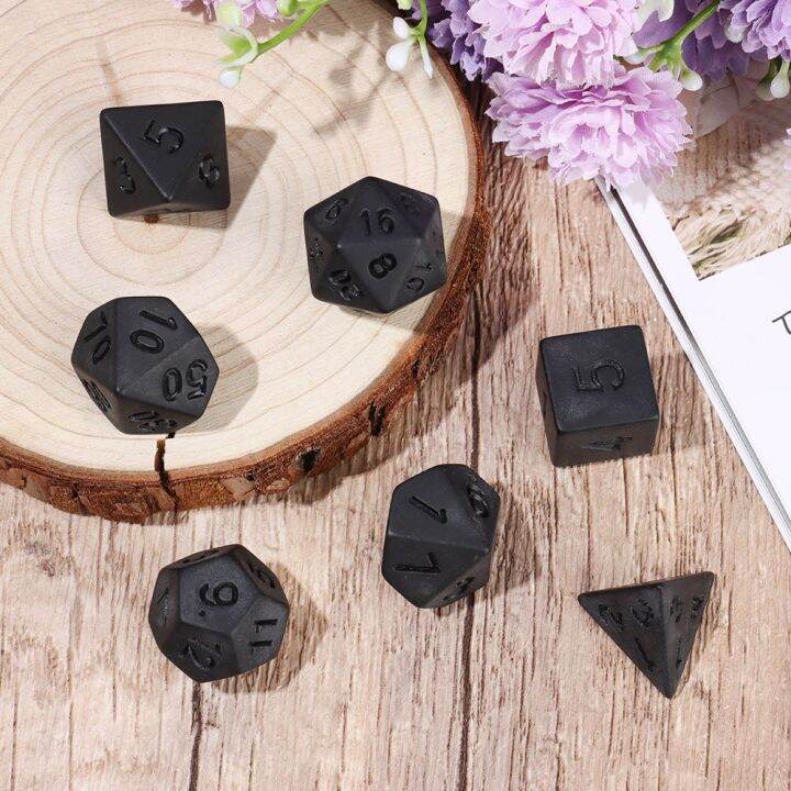 7ชิ้นลูกเต๋าเซ็ทเกมลูกเต๋าสีดำหลายด้านสำหรับลูกเต๋าหลายหน้า-trpg-dnd-สำหรับบอร์ดการ์ดความบันเทิงอุปกรณ์เกมคณิตศาสตร์