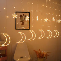 LED Icicle Star Moon Lamp Fairy Curtain String Lights Garland Christmas Lights Decor for Room Home Wedding Party Window Decor