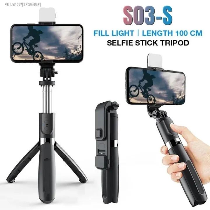 【COD】 4 in 1 Multifunctional Selfie Stick 360° rotation with LED Light ...