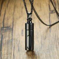 ZORCVENS Men Glass Cylinder Aromatherapy Perfume Pendant Necklace Cremation Male choker Jewelry