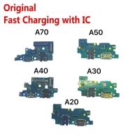 ชิ้นส่วนบอร์ดเชื่อมต่อพอร์ตชาร์จ USB ดั้งเดิมสายดิ้นพร้อมไมโครโฟนไมค์สําหรับ Samsung Galaxy A70 A60 A50 A40 A30 A20 A10