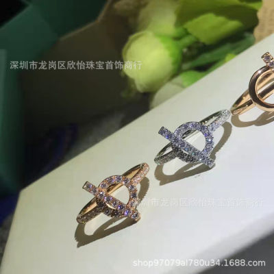 [COD] เล็กไปหน่อย Q แหวนเพชรจมูกหมูผู้หญิง S925 แหวนนิ้วชี้ผู้หญิงเงินแท้ฝังเพชร 18K รุ่นเดียวกับ Rose Gold Li Yitong