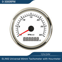 ELING 85มม. เครื่องวัดความเร็วรอบ0-3000RPM 0-4000RPM 0-6000RPM 0-7000RPM 0-8000RPM Tacho Gauge REV Counter พร้อมไฟพื้นหลังสีแดง12V 24V Outboard กันน้ำเครื่องยนต์