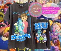 มอนเตอร์อิงค์ เสื้อยืดผ้าฟอก cartoon vintage 90s ใส่ได้ทุกเพศทุกวัย (size L อก 42-44" , ยาว28)