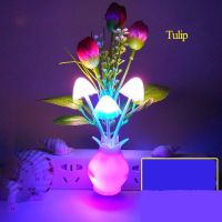 0.3W Light Control Smart led Night Light Home Decorative Flower Wall Lamp 110V-220V Bedside Lamp EU/US Plug For Hallway Pathway Night Lights