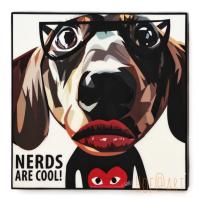 Dog หมา Nerds are cool เนิร์ด รูปภาพ​ติด​ผนัง​ pop art พร้อมกรอบและที่แขวน สุนัข สัตว์เลี้ยง แต่งบ้าน ของขวัญ กรอบรูป รูปภาพ