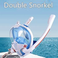 Diving Mask Scuba Double Snorkel Tube Full Face Anti-Fog Adult Snorkeling Mask Kid Swimming Underwater Diving Equipment