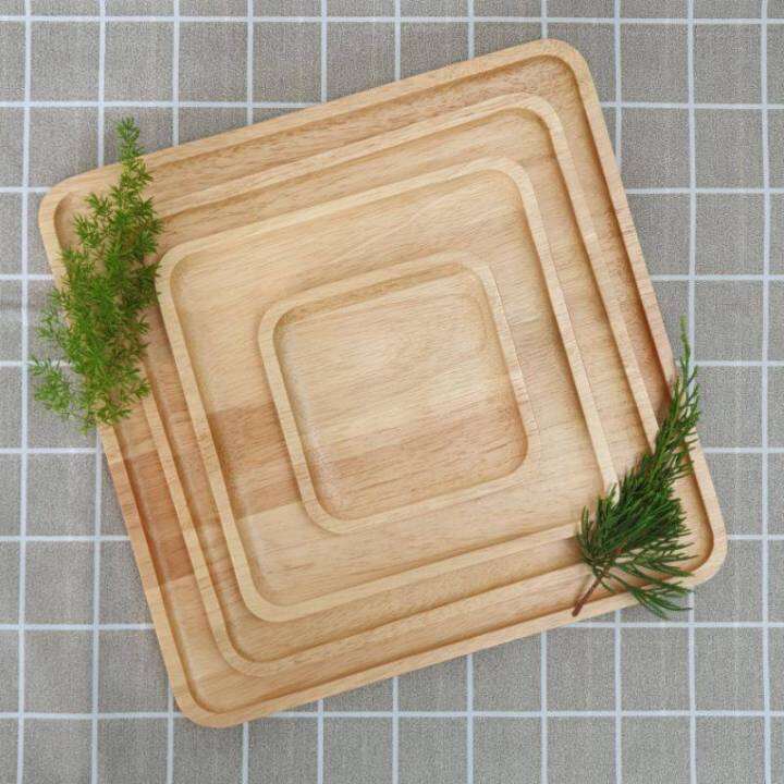 จานไม้-ถาดไม้-สี่เหลี่ยมจตุรัส-rubber-wood-tray-size30-5cm-x-30-5cm-x-1-5cm-ถาดตกแต่ง