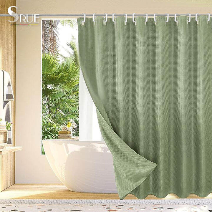 SRUE Shower Curtain Waterproof Mold Resistant with Rod Bathroom Curtain