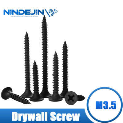 20-50Pcs Cross แบนหัวไขควง M3.5 Drywall สกรูไม้เหล็กคาร์บอนดำสกรู