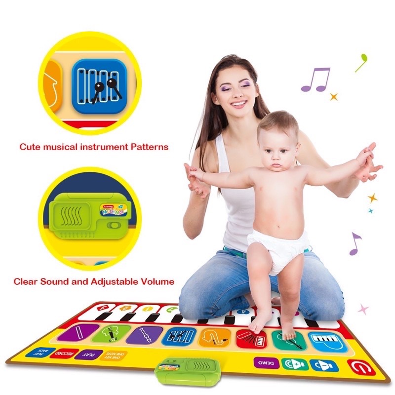 43.3 x14.2 8 Selectable Musical Instruments Build-in Speaker & Recording Function for Kids Girls Boys Keyboard Play Mat Music Dance Mat with 19 Keys Piano Mat Lianter Piano Music Mat 