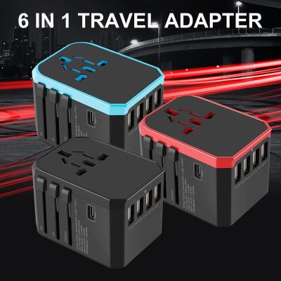 Universal Travel Adapter ปลั๊กอะแดปเตอร์สากล4 2.4A Usb/ 1 2.4A Type C/ac Socket Travel Adapter ปลั๊กอะแดปเตอร์สากล Xinanhome