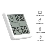 BOIO Multifunction Thermometer Hygrometer Automatic Electronic Temperature Humidity Monitor Clock 3.2inch Large LCD Screen