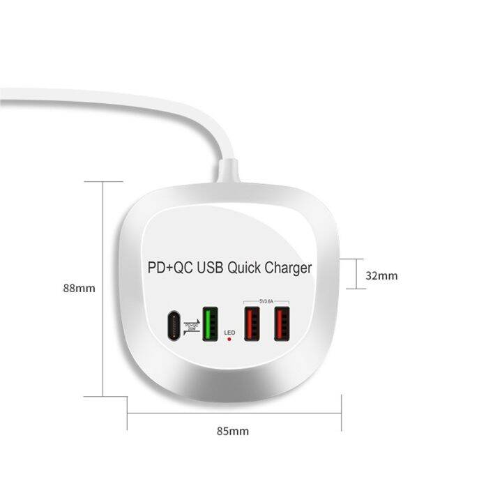 ที่ชาร์จไฟใน-usb-qc3-0-pd-40w-เครื่องชาร์จเร็ว-usb-4พอร์ตฮับต่อพ่วงแท่นชาร์จที่ชาร์จความเร็วสูงเครื่องชาร์จโทรศัพท์ที่เดินทาง