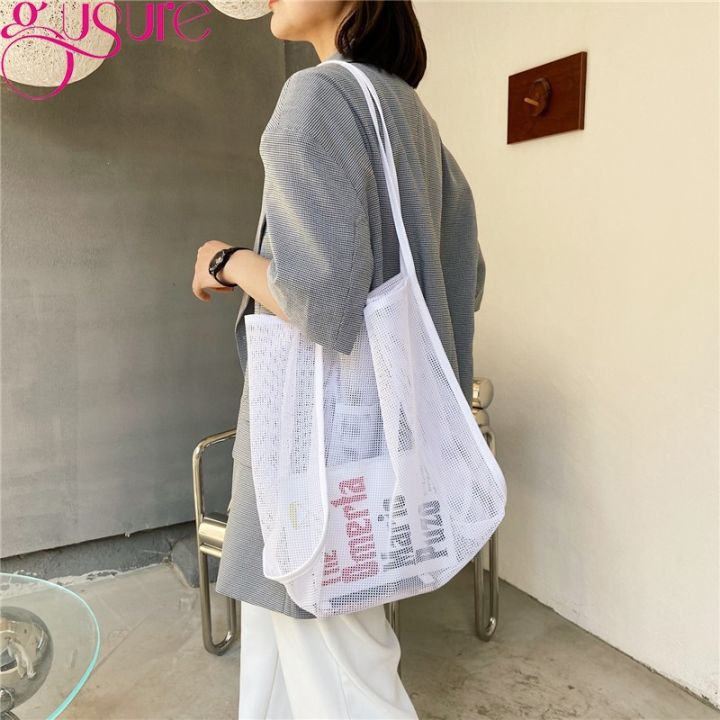 gusure-large-capacity-mesh-hollow-shopping-bag-for-women-reusable-transparent-fashion-shoulder-beach-bag-casual-travel-organizer