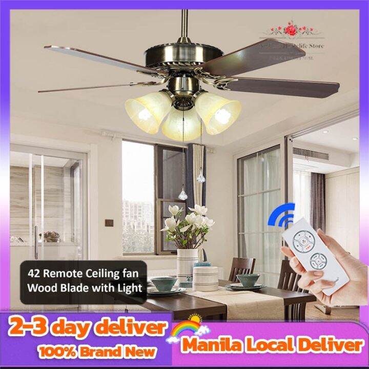 42 Inch Nordic Ceiling fan With Light Wood Blade with Light Wooden ...