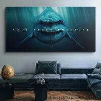 HD Motivational Canvas Calm Under Pressure Mindset Canvas Animal Shark Picture Printed on Canvas Wall Paintings Home Decor