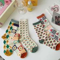 Autumn New Women Socks Middle Tube Cute Ins Fashion Socks Women Cotton Fun Cartoon Socks Set